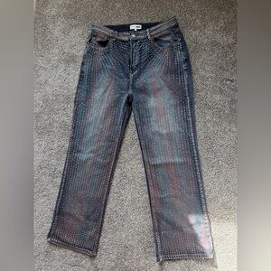 Blue Studded Straight Leg Jeans